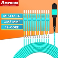 AMPCOM MPO/MTP LC ถึง LC สายOS2 OM3 OM4 8/12แกน Singlemode Multimode 10G/40G QSFP ไฟเบอร์ออปติก Spli