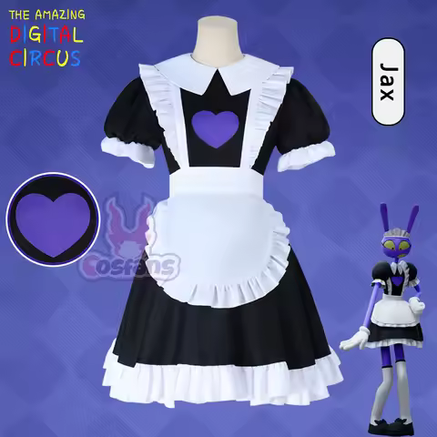 Anime Jax in Maid Dress Cosplay Costumes Jax Maid Uniform The Amazing Digital Circus Role Play Hallo