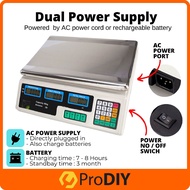 40kg Electronic Digital Price Computing Rechargeble Supermarket Counting Scale/ 40Kg Penimbang Berat