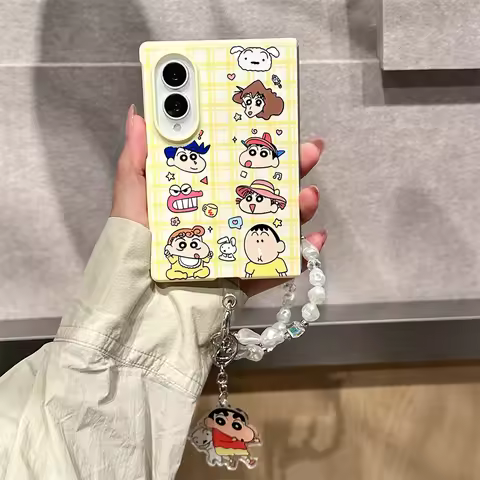 Cute Plaid Crayon Shin-chan Phone case for Samsung Galaxy Z Fold 8 Ultra Fold 8 Fold 8 Ultra Cover W