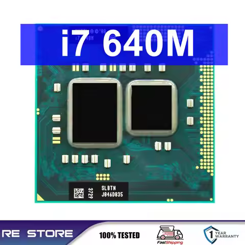 Intel Core i7 640M 2.8GHz 2-Core 4M Laptop Processeur Socket G1 / rPGA988A notebook CPU SLBTN