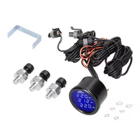 KKMOON Dual/Triple Display Air Pressure Guage LED Digital Air Suspension Gauge 0-220PSI 12/24V with 