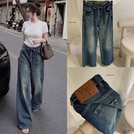 WGWE / Loose wide-leg jeans with fold-over waistband design, unique style W9090