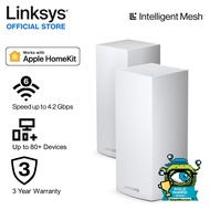 Linksys Velop AX4200 Tri-Band WiFi 6 Mesh System 2 Pack, MX8400 , Tri-Band AX Gigabit Mesh Router, HomeKit-Enabled Wi-F