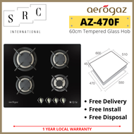 Aerogaz AZ-470F Tempered Glass Gas Hob 60cm with Safety Valve (Include Install and Disposal)