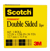 3M Scotch #665 เทปใส เทป กาวสองหน้า 1/2 นิ้ว x 36 หลา แกน 3 นิ้ว