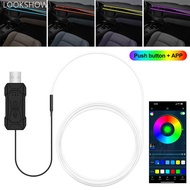 LOOKSHOW 2/3M RGB LED Car Interior Optic Atmosphere Light Strip APP Control Ambient Neon Invisible L