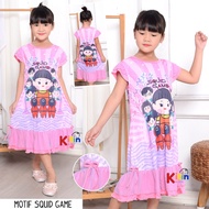 LYD STD - Daster Terusan Tunik Anak Spandek Import Printing Frozen/Poni/Princess/Unicorn/Squid Game 