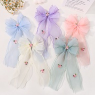 1PCS Elegant Bowknot Girls Ponytail Hair Clip Boutique Yarn Ribbon Hairgripes Womens Fashion Hair Ac