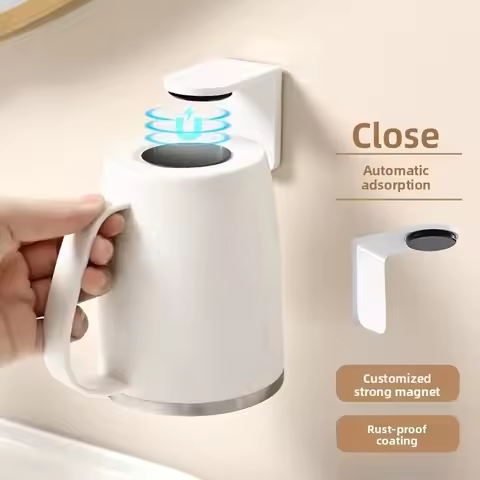 304 Stainless Steel Magnetic Wall Mounted Mouthwash cup With Handle, Toothbrush Holder, Wall Mounted