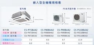 售價 請來電↘↘【上位科技】 Panasonic 變頻冷專崁入型 CS-P90BUA2 CU-PX90FCA2