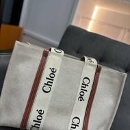 *SHIHNA名牌精品*CHLOE Woody 經典LOGO織帶帆布托特包