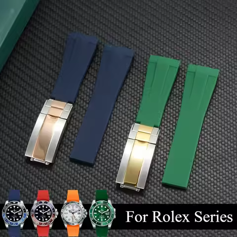 For Rolex Submariner Yacht-Master Explorer II Series Silicone Watchband Orange Red White Anti Slip T