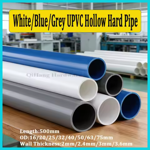 1/2/4Pcs White/Blue/Grey UPVC Hollow Hard Pipe L500mm, OD 16-75mm, for Aquarium Fish Tank, Garden Ir