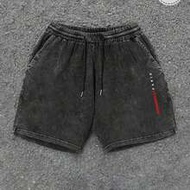 Men's New Washed Vintage Shorts, Street Style Quality Cotton Emo Pattern Black Washed Shorts, Casual