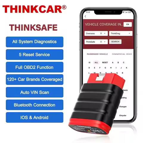 THINKCAR THINKSAFE Bluetooth OBD2 Automotive Scanner All System All Makes Free 6 Resets Bi-direction