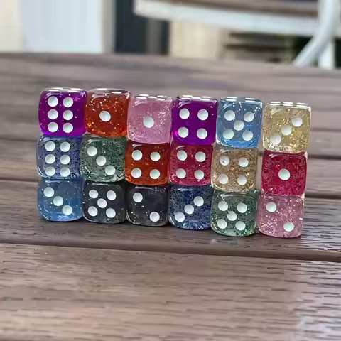 18Pcs/Set 9 color 12mm Transparent Starry Colorful Acrylic Round Corner 6 Sided D6 Point Dice For Fa