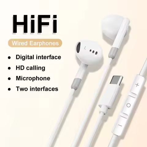 Wired Headphones HiFi Surround Sound Type USB C Earphones 3.5mm With Microphone Headset For Samsung 