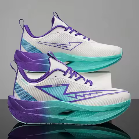 Men's casual sports shoes, shock-absorbing carbon plate running shoes, mesh sports shoes, thick-sole
