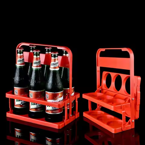 Foldable 6-Pack Beer Bottle Carrier with Sturdy Handle for Football World Cup Parties, Durable Drink