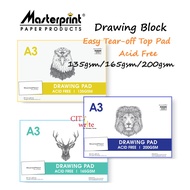 <Drawing Paper Pad> Landscape Size A3 135gsm / 165gsm / 200gsm Art Craft Architectural Engineering D