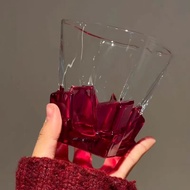 Retro Red Ice Cube Wine Glass Feel Ladies Personal Dedicated High-value Glass Feel Niche Design Wate