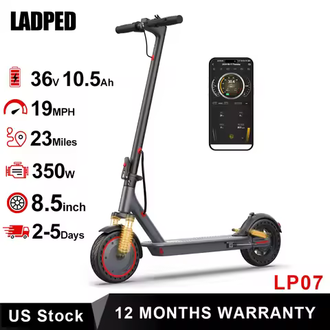 8.5'' LADPED LP07 Electric Scooter 350W 19mph Max Speed APP Smart Control Dual Suspension 23miles Ma