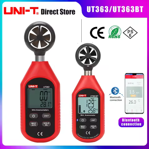 UNI-T UT363 UT363BT Mini Handheld Anemometer with Bluetooth Digital Wind Speed Measure Meter Tempera
