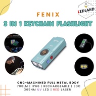FENIX E06R 3-in-1 keychain flashlight 700 lumens rechargeable waterproof metal uv red laser premium 