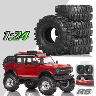 4pcs 55mm 1.0" Rubber Tires for 1/18 1/24 Axial SCX24 FMS FCX24 Traxxas TRX4M RC Crawler Car Tyre