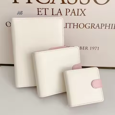 MINKYS Ins Hot White Pink Kawaii A5 A7 A8 Kpop Photocard Binder Photo Cards Collect Book Album PU Le