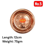 Premium Copper Pooja/Arthi Plate with Ring Design/Copper Ring Plate