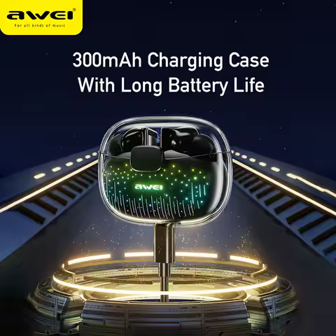 Awei T52pro Bluetooth 5.3 Headphones Wireless Earbuds Colorful Breathing Light Headset In-Ear TWS Ga