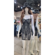 Glamorous Black Beaded Bodycon Mini Dress