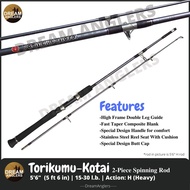 Torikumu-Kotai Heavy 5 Feet  6 Inch 15-30lb 2-Piece Spinning Fishing Rod