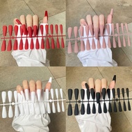 Red Matte Super Long Coffin False Nail Ballet Press on Nails Tips for Nails Art Artificial Fingernai