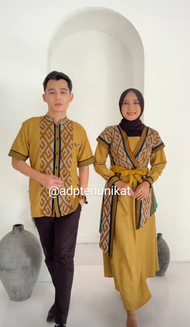 baju gamis couple kemeja mix satin tenun endek premium