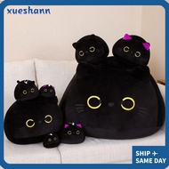 XUESHANN Cuddly Pillow Cushion, 4 Size Cuddly Black Cat Plush Doll, Cartoon Round Ball Small Pendant