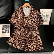 Southeast Asian Style Same Style as Internet Celebrities Leopard Print Ice Silk Pyjamas Summer Ladie