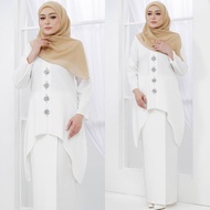 (XS - 5XL) BAJU KURUNG KEBARUNG MARIAM DIAMOND KEBAYA LABUH PLAIN OFF WHITE PLUS SIZE NIKAH TUNANG A