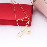 Name Necklace Engraving Stethoscope gold Women's Geometric Necklace Stainless Steel Necklace Autumn 