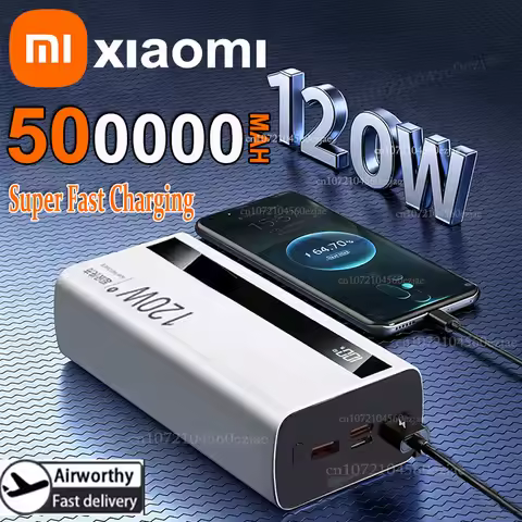 Xiaomi 500000mAh High Capacity PowerBank 120W Super fast Charging Portable External Battery Powerban