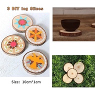 3pc 10cm 3 DIY Log Slices Wood Coaster LOG PINE WOOD Round Natural Wood Wooden Ornament