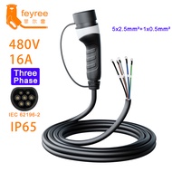Feyree สายชาร์จรถยนต์ EVอะแดปเตอร์ Type2 16A32A 8KW 1เฟส3เฟส11KW22KW IEC62196-2สายไฟสำหรับรถยนต์ไฟฟ้