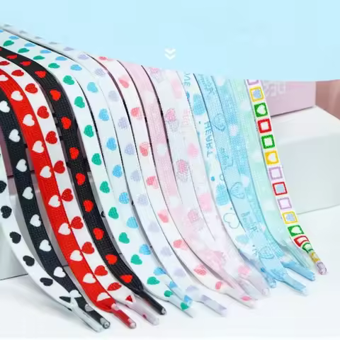 Personalized Valentine's Day Pink Love Shoelace Flat Heart Shoelaces Rope Couples High Canvas Sports