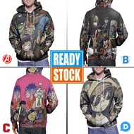 Gorillaz Band Hoodie Zipper Polyester Jersey Material