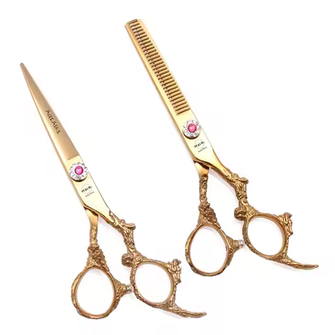 Scissors for Hairdresser 5.5" 6" AQIABI Hair Scissors Japan Stainless Thinning Shears Gold Hair Cutt