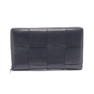 【二手】Bottega Veneta BOTTEGA VENETA圓長版皮夾 814649 黑色皮革 Maxi Intrecciato Cassette 圓長版皮夾 女士二手 B