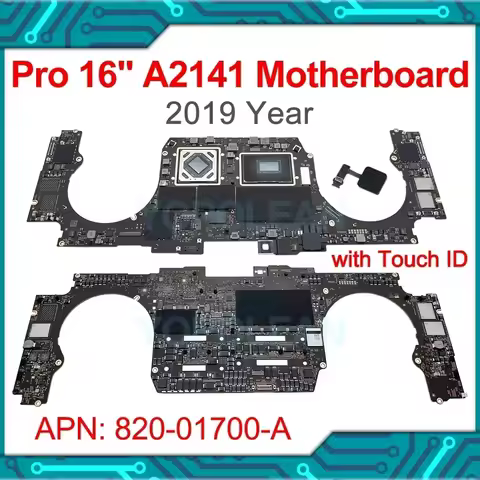 Original A2141 Motherboard with Touch ID For MacBook Pro Retina 16" A2141 Logic Board i7 i9 512GB 1T