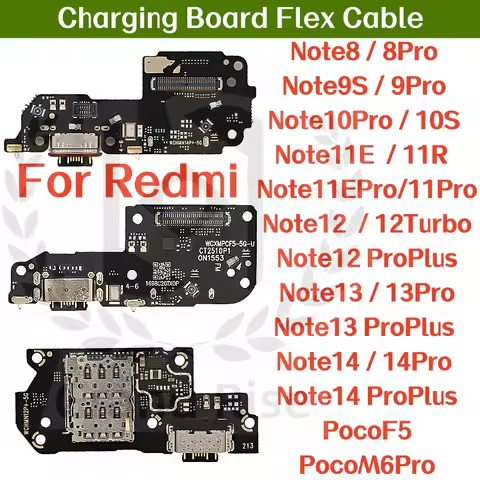USB Charging Board Flex Cable For Redmi Note8 9S 9Pro 10 S 11R 11 E Pro 12Turbo 13 14ProPlus PocoF5 